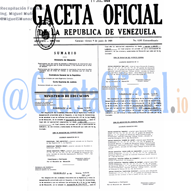 Gaceta Oficial 4105 del 9 Junio 1989