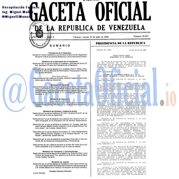 Gaceta Oficial 35017 del 31 Julio 1992