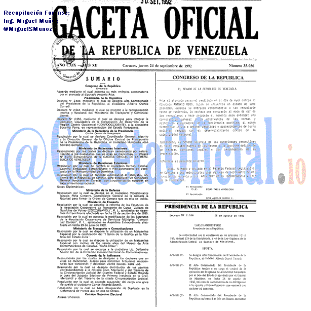 Gaceta Oficial 35056 del 24 Septiembre 1992