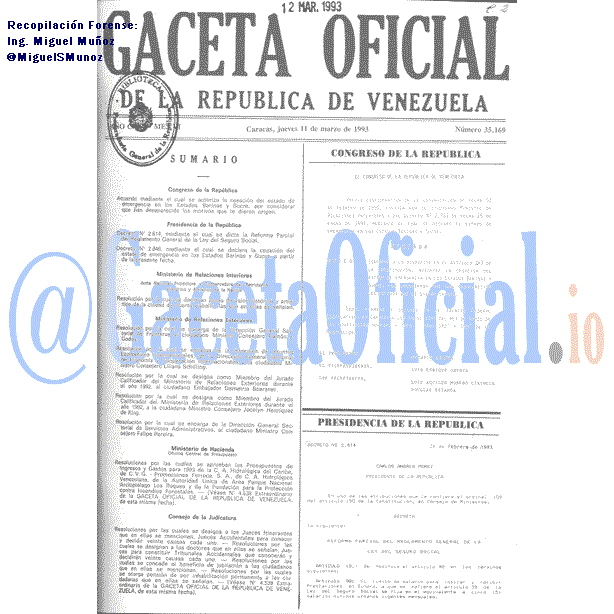 Gaceta Oficial 35169 del 11 Marzo 1993