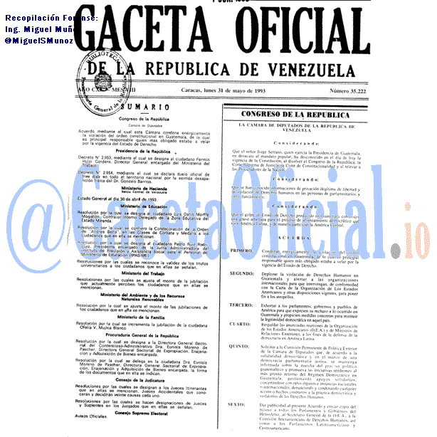 Gaceta Oficial 35222 del 31 Mayo 1993