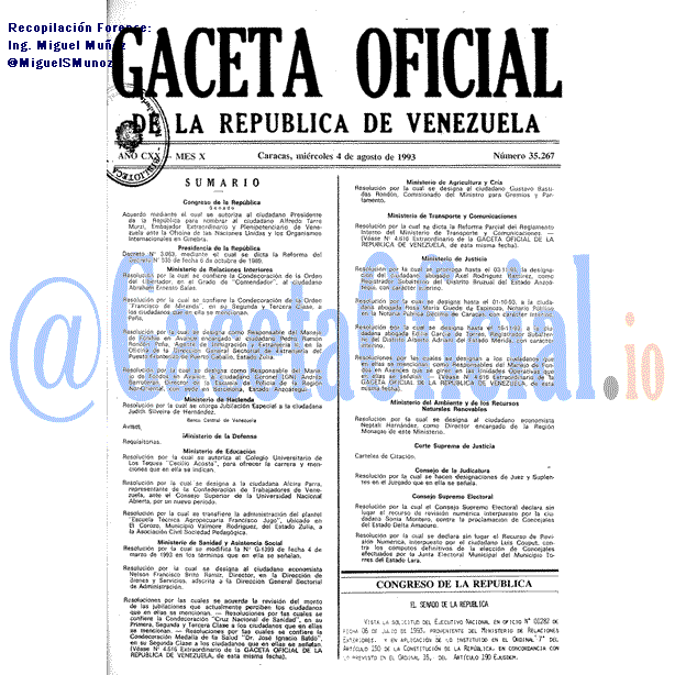 Gaceta Oficial 35267 del 4 Agosto 1993