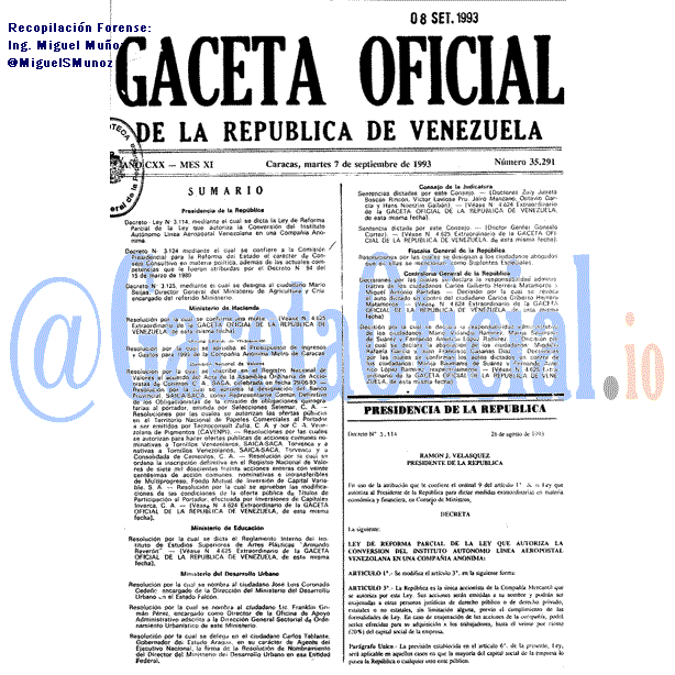 Gaceta Oficial 35291 del 7 Septiembre 1993
