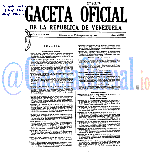 Gaceta Oficial 35303 del 23 Septiembre 1993