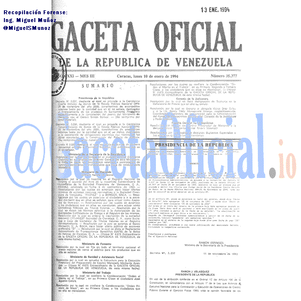 Gaceta Oficial 35377 del 10 Enero 1994