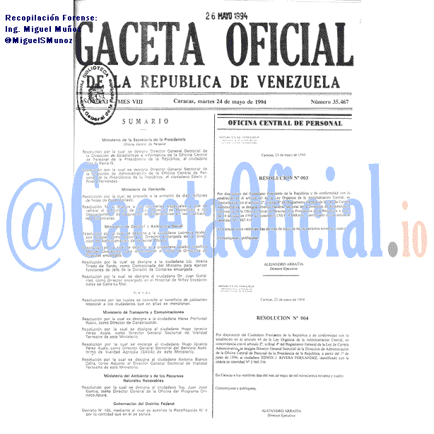 Gaceta Oficial 35467 del 24 Mayo 1994