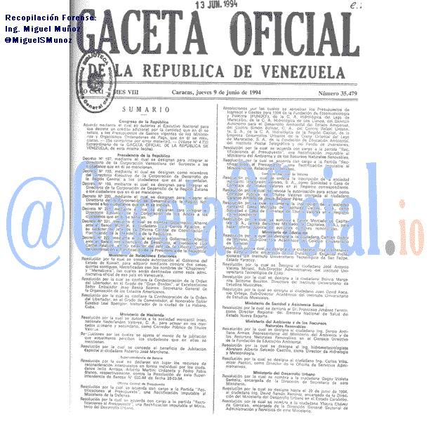Gaceta Oficial 35479 del 9 Junio 1994