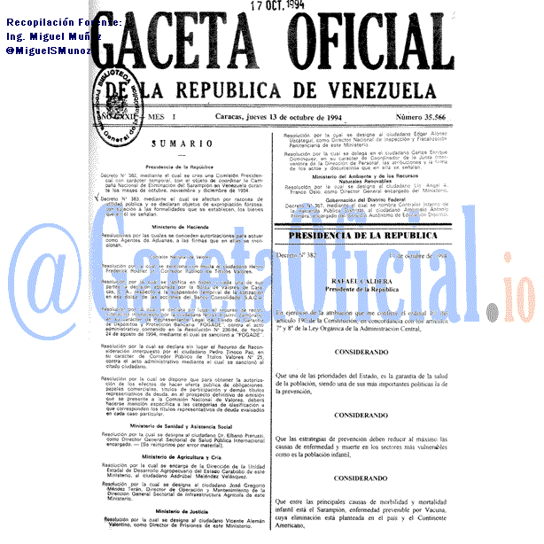 Gaceta Oficial 35566 del 13 Octubre 1994