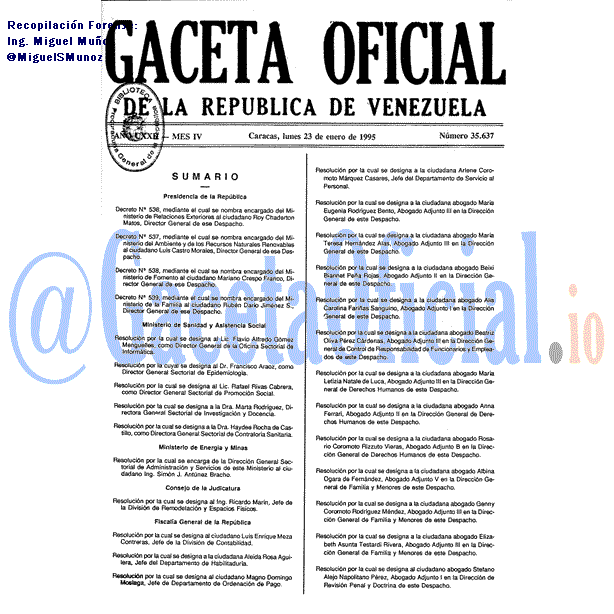 Gaceta Oficial 35637 del 23 Enero 1995
