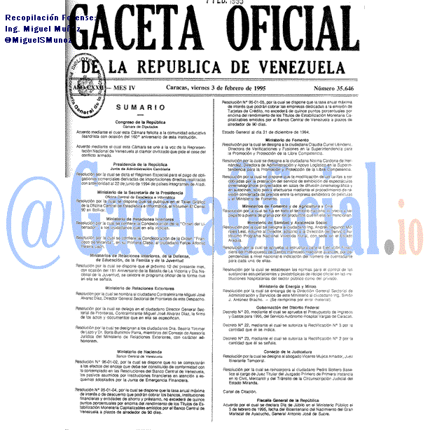 Gaceta Oficial 35646 del 3 Enero 1995