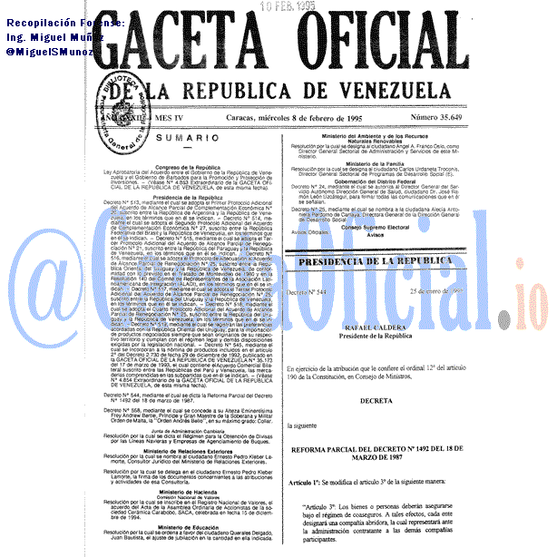 Gaceta Oficial 35649 del 8 Febrero 1995