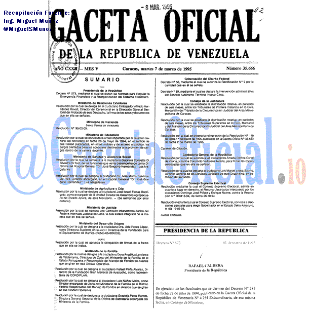 Gaceta Oficial 35666 del 7 Marzo 1995