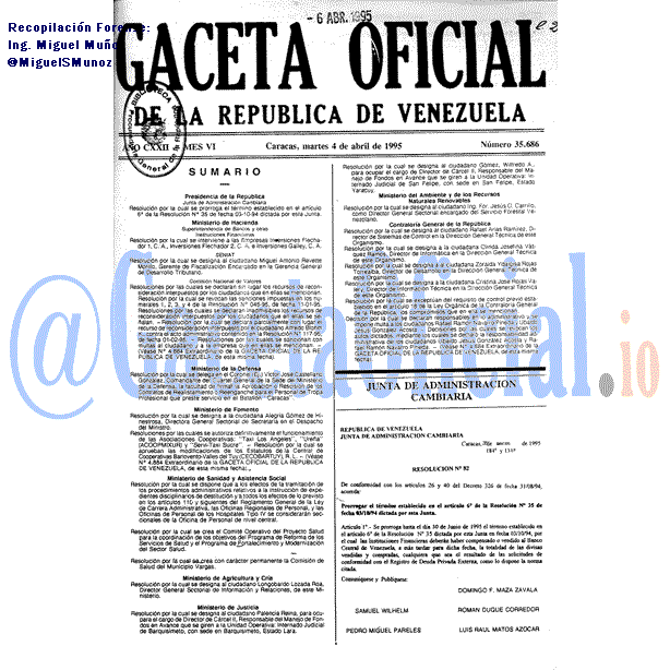 Gaceta Oficial 35686 del 4 Abril 1995