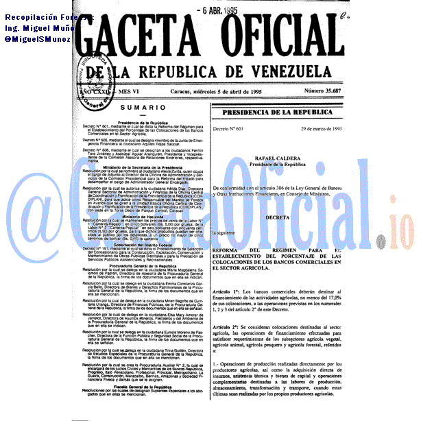 Gaceta Oficial 35687 del 5 Abril 1995