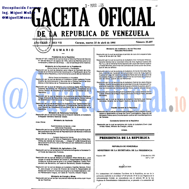 Gaceta Oficial 35697 del 25 Abril 1995