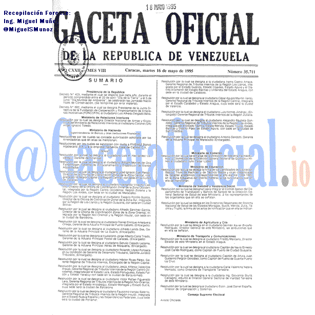Gaceta Oficial 35711 del 16 Mayo 1995