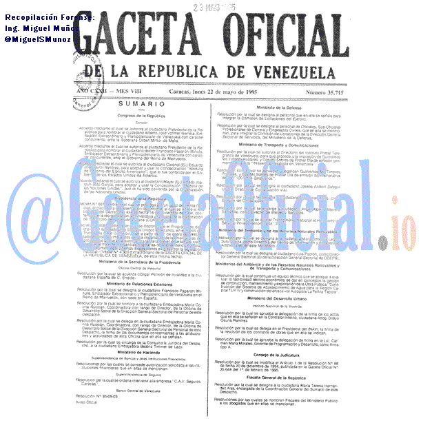 Gaceta Oficial 35715 del 22 Mayo 1995