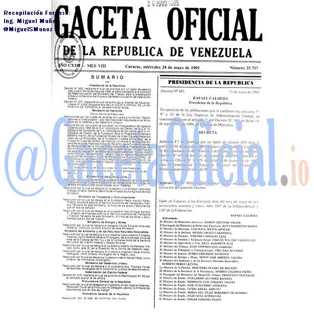 Gaceta Oficial 35717 del 24 Mayo 1995