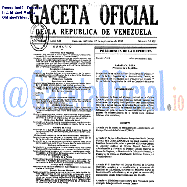 Gaceta Oficial 35805 del 27 Septiembre 1995
