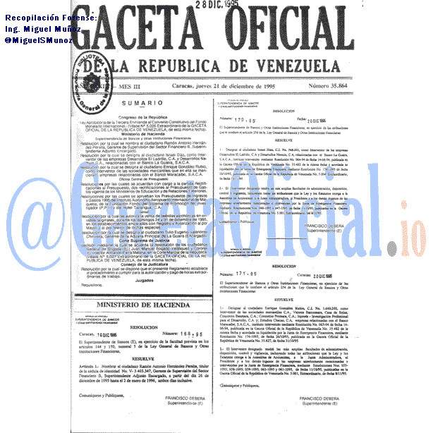 Gaceta Oficial 35864 del 21 Diciembre 1995