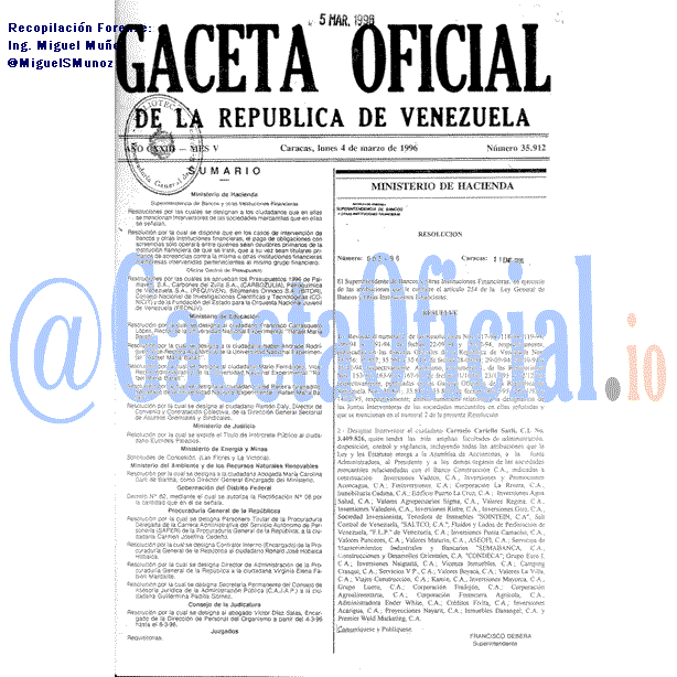 Gaceta Oficial 35912 del 4 Marzo 1996
