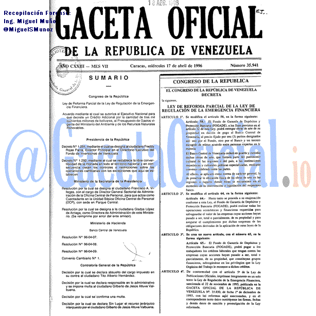 Gaceta Oficial 35941 del 17 Abril 1996