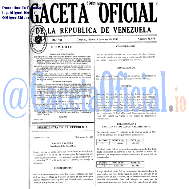 Gaceta Oficial 35951 del 3 Mayo 1996