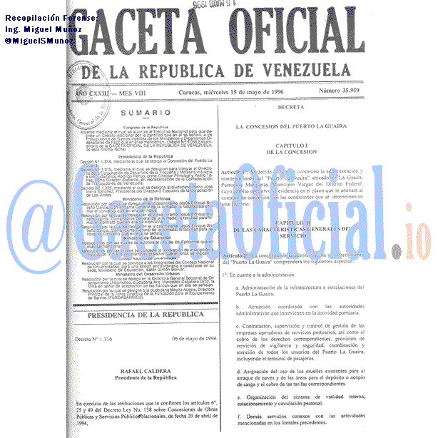 Gaceta Oficial 35959 del 15 Mayo 1996