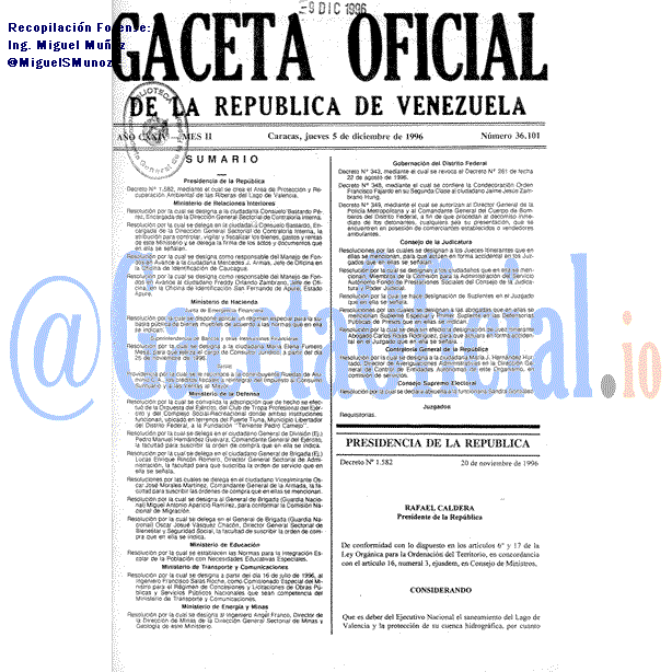 Gaceta Oficial 36101 del 5 Diciembre 1996
