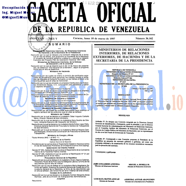 Gaceta Oficial 36162 del 10 Marzo 1997