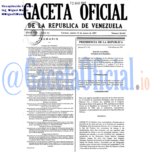 Gaceta Oficial 36163 del 11 Marzo 1997