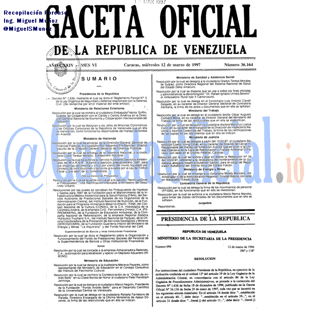 Gaceta Oficial 36164 del 12 Marzo 1997