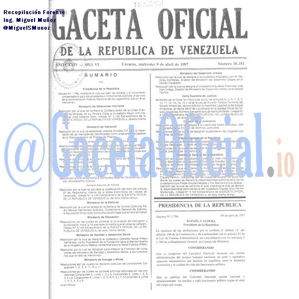 Gaceta Oficial 36181 del 9 Abril 1997