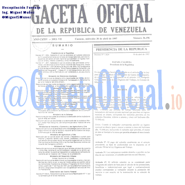 Gaceta Oficial 36196 del 30 Abril 1997