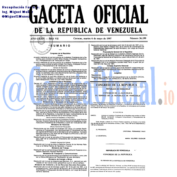 Gaceta Oficial 36199 del 6 Mayo 1997