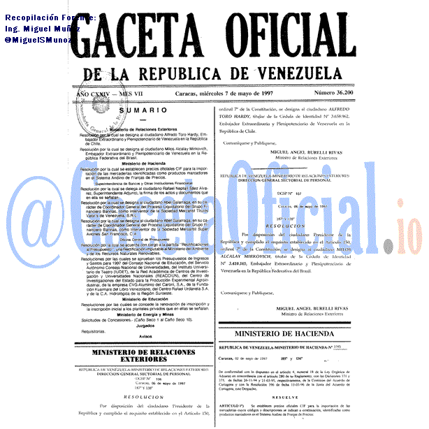 Gaceta Oficial 36200 del 7 Mayo 1997