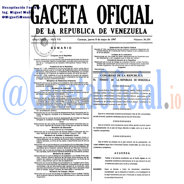 Gaceta Oficial 36201 del 8 Mayo 1997