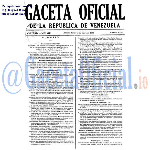 Gaceta Oficial 36203 del 12 Mayo 1997