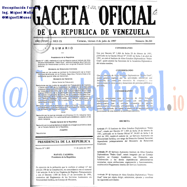 Gaceta Oficial 36241 del 4 Julio 1997