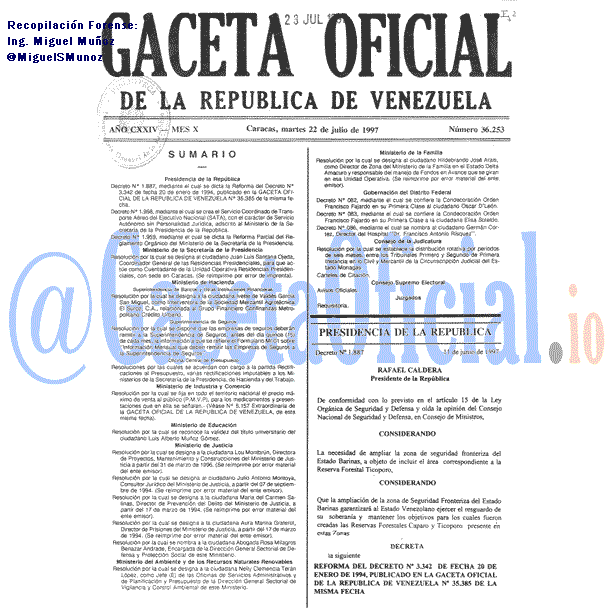 Gaceta Oficial 36253 del 22 Julio 1997