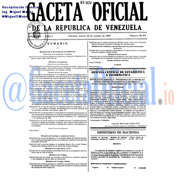 Gaceta Oficial 36321 del 28 Octubre 1997