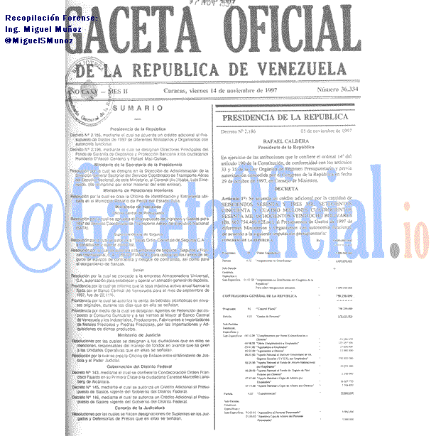 Gaceta Oficial 36334 del 14 Noviembre 1997