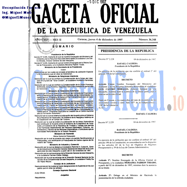 Gaceta Oficial 36348 del 4 Diciembre 1997
