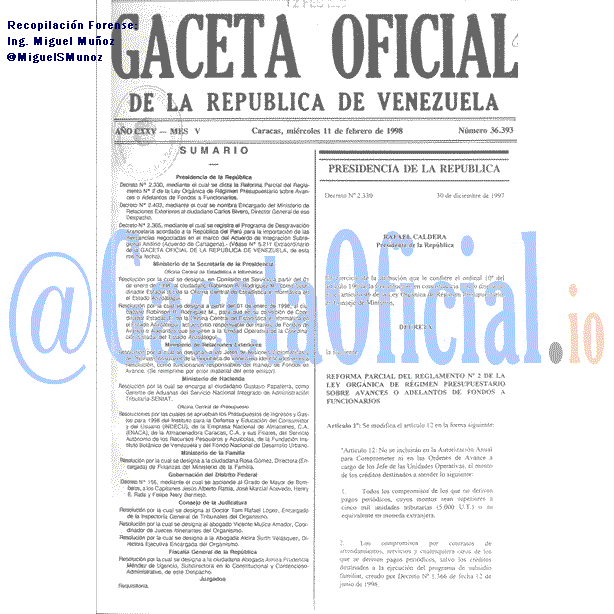 Gaceta Oficial 36393 del 11 Febrero 1998