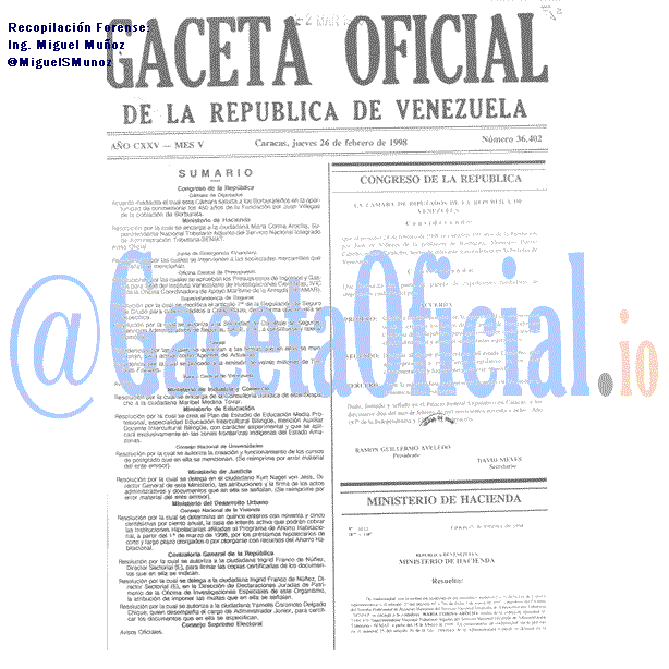 Gaceta Oficial 36402 del 26 Febrero 1998