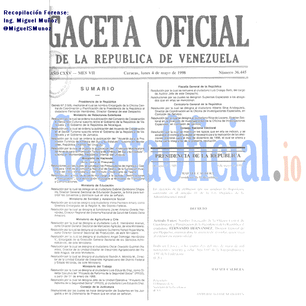 Gaceta Oficial 36445 del 4 Mayo 1998