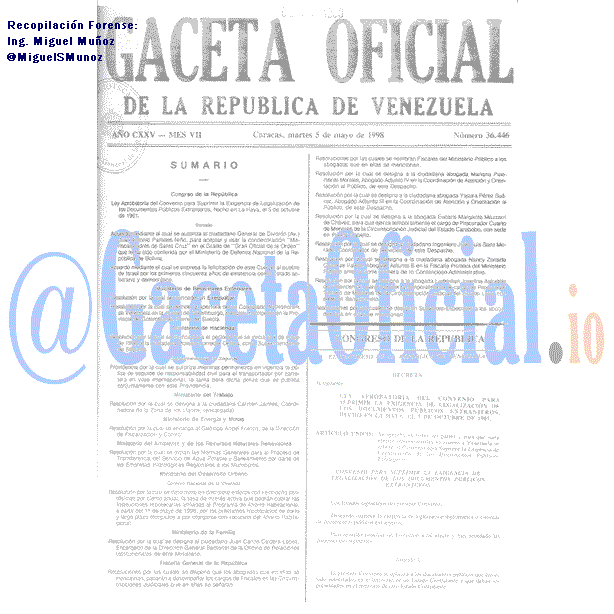 Gaceta Oficial 36446 del 5 Mayo 1998