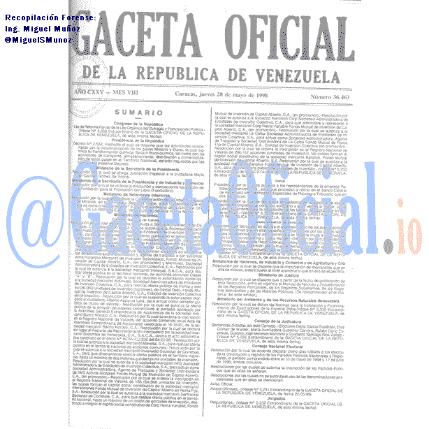 Gaceta Oficial 36463 del 28 Mayo 1998