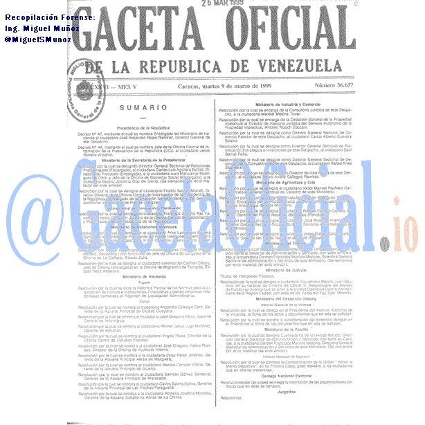 Gaceta Oficial 36657 del 9 Marzo 1999
