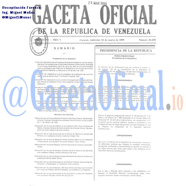 Gaceta Oficial 36658 del 10 Marzo 1999
